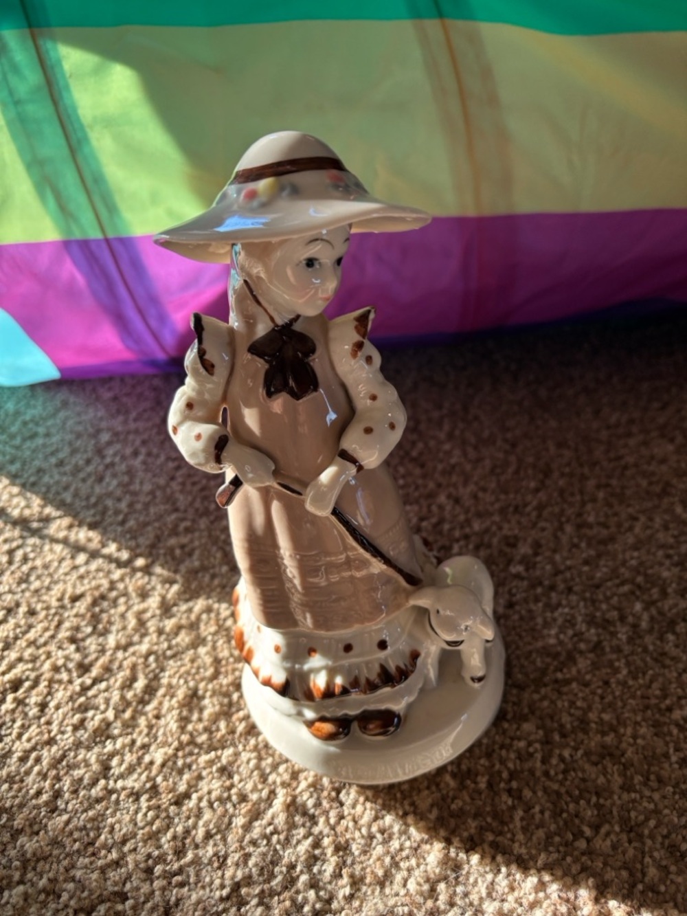 Revolving music box. “Patti”Figurine in Cream and Brown